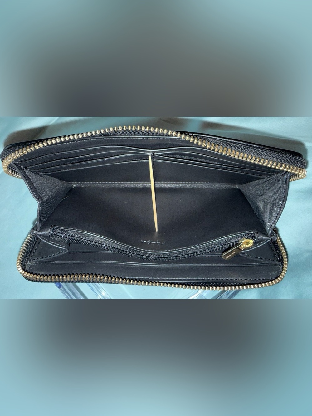Coach Brown and Black Zip Around Signature Wallet with Gold Color Logo - Picture 8 of 12